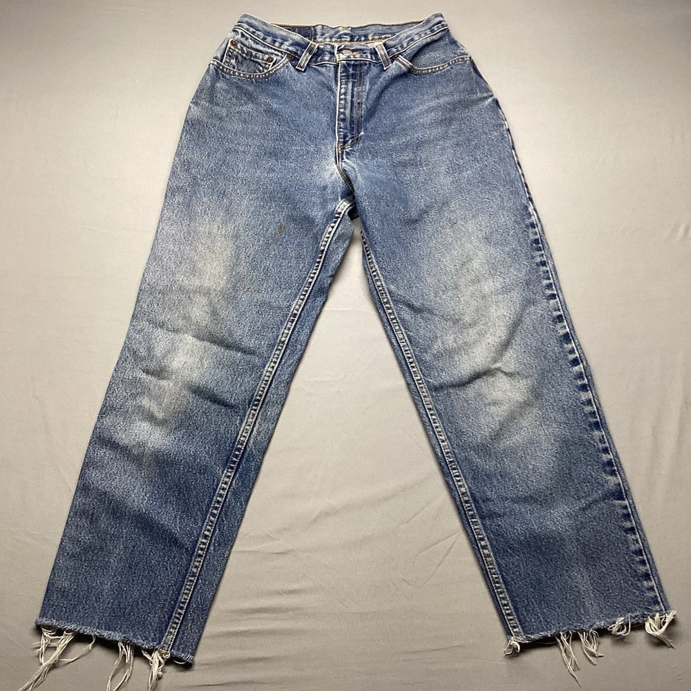 Vtg Levis 550 High Rise Denim Jeans Womens 27 x 26 Medium Wash Grunge Cutoff